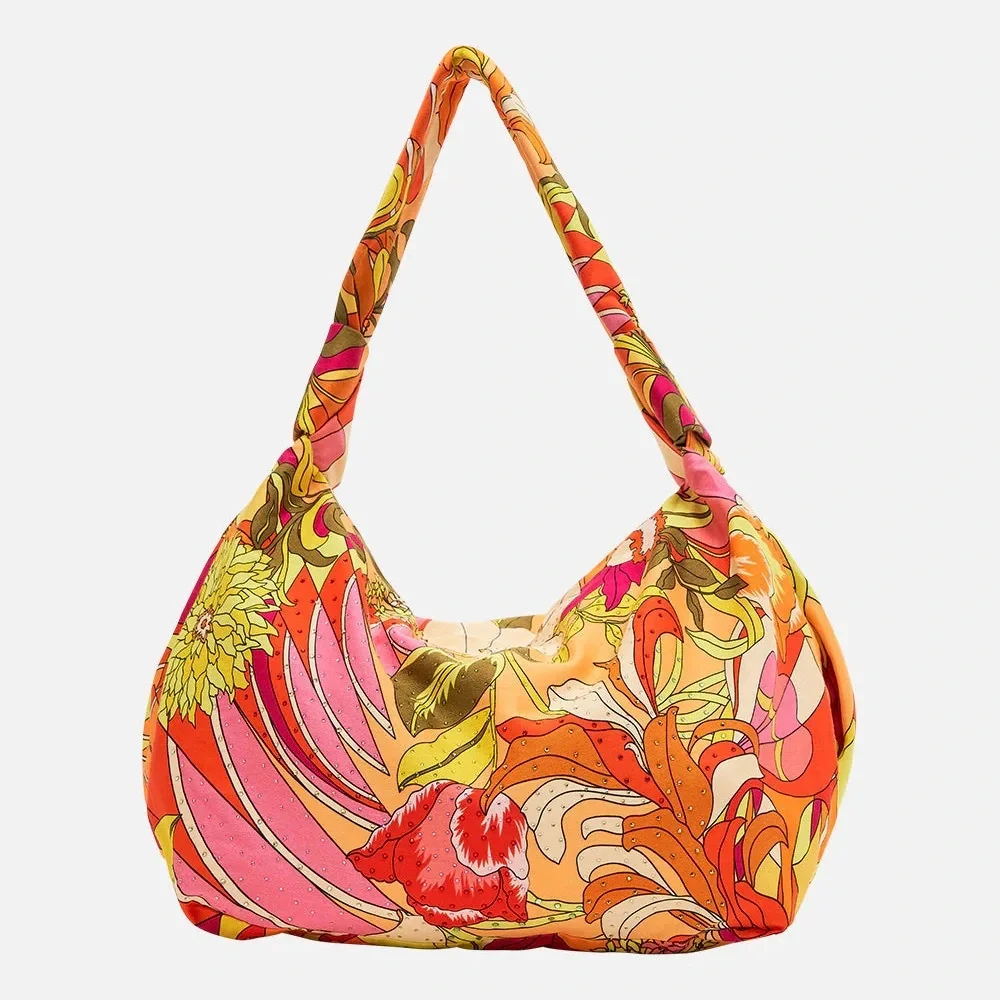 CAMILLA “Flower Child Society” 60s psychedelic print slouch large beach bag